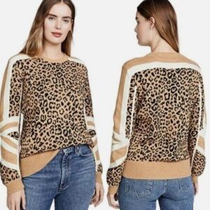 Current/Elliot Women’s Leopard Print Brown "THE DUVALL SWEATER" Sweater